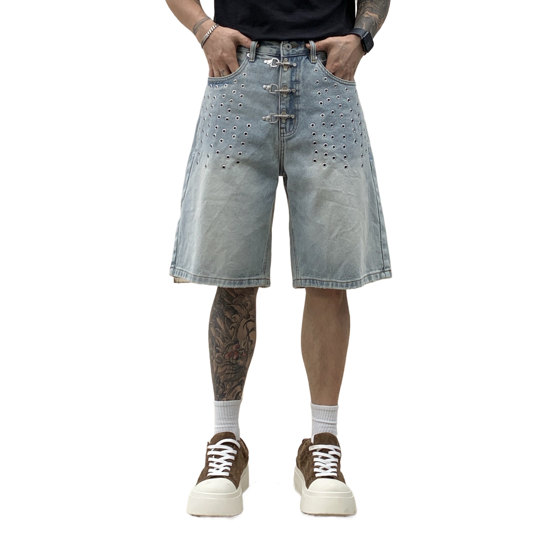 Street Fashion Jeans - Herenshorts in loose fit, vibe-stijl, hiphop,