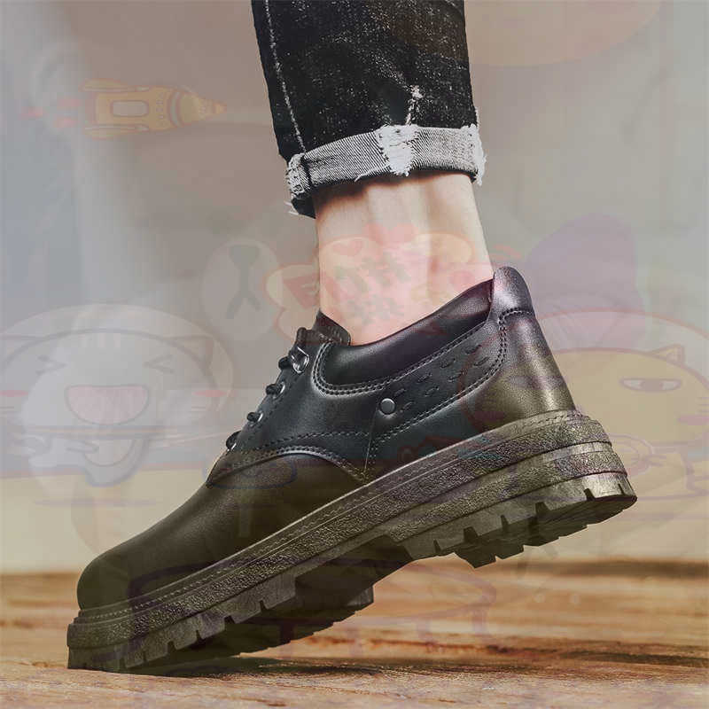 Street Fashion Vietnam - Donker natuurlijk leer Mode-sneakers Tennis Herensneakers