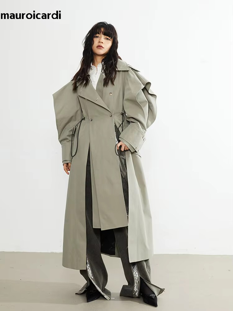 Street Fashion Runway - Mauroicardi Lente Lange Oversized Elegante Gegolfde
