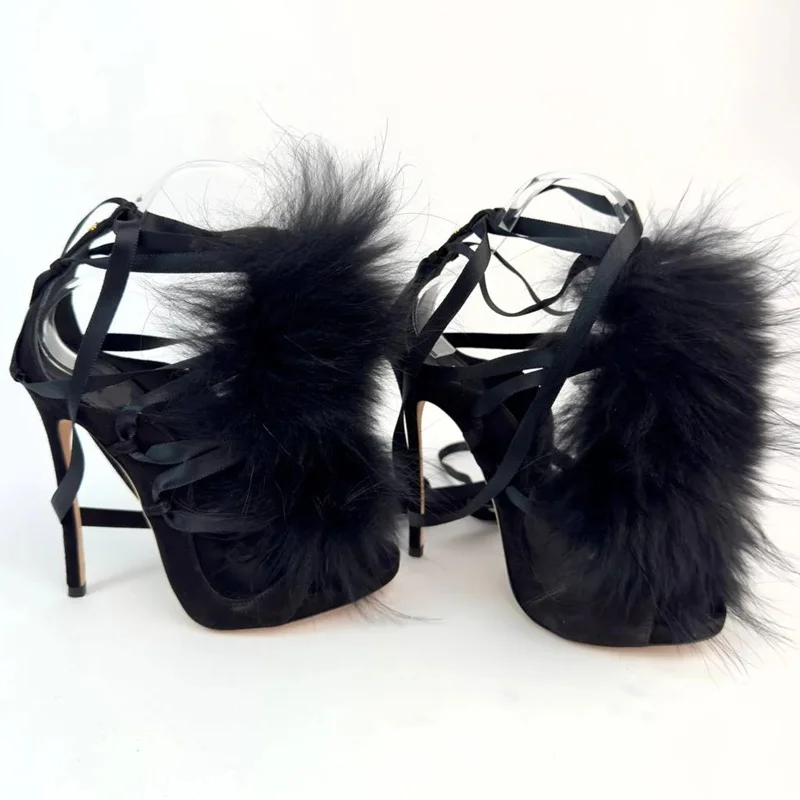 Vachtleren veter-sandalen met  - Street Fashion Runway recensie en prijs