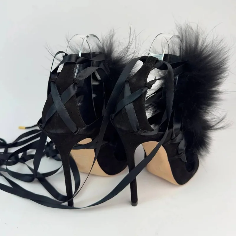 Vachtleren veter-sandalen met  - Street Fashion Runway recensie en prijs