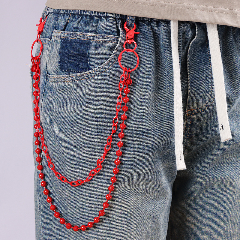 Helderrode kralenbroekketting  - Street Fashion Jeans recensie en prijs