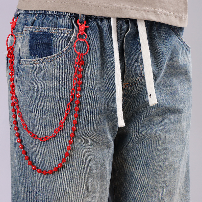 Helderrode kralenbroekketting  - Street Fashion Jeans recensie en prijs