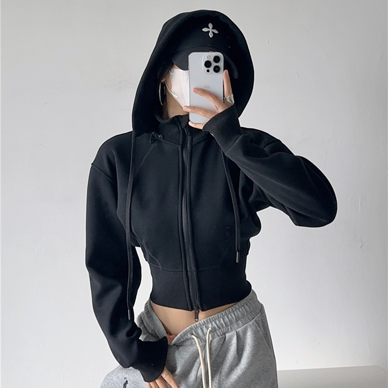 Dames Crop Hoodie Sweatshirts  - Street Fashion Zip Up Hoodie recensie en prijs