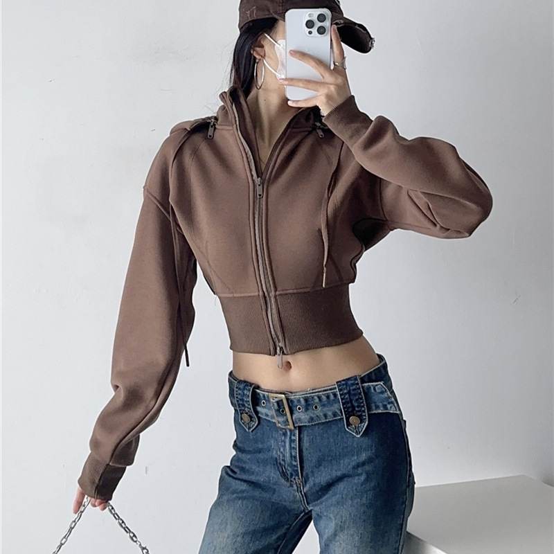 Dames Crop Hoodie Sweatshirts  - Street Fashion Zip Up Hoodie recensie en prijs