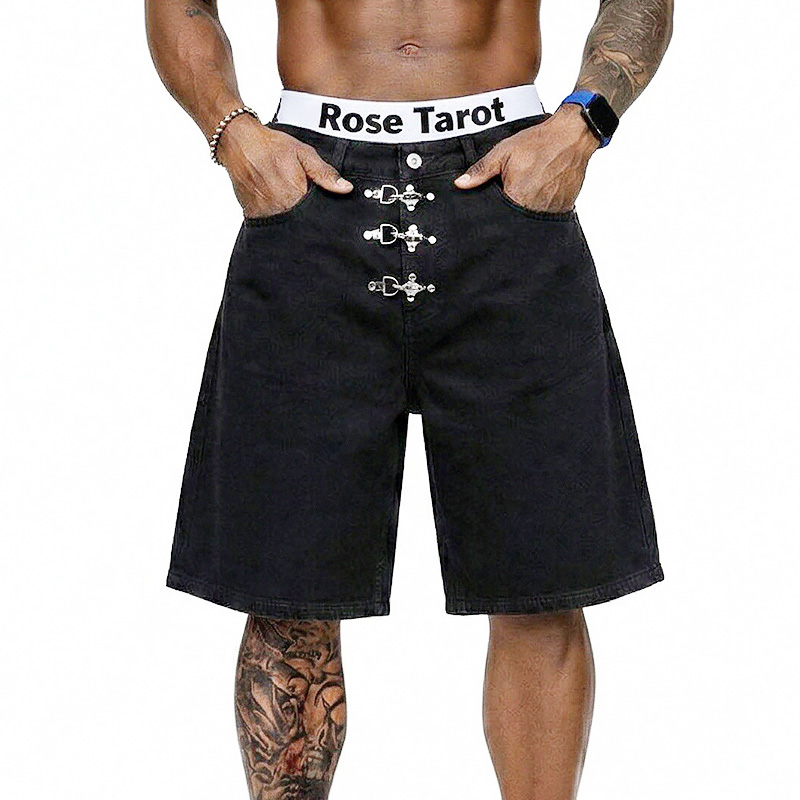 Metalen gesp korte baggy jeans - Street Fashion Jeans recensie en prijs