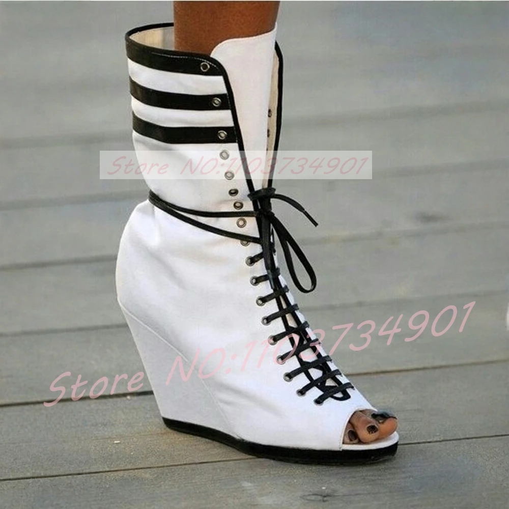 Zwart Gestreepte Peep Toe Wedg - Street Fashion Events recensie en prijs