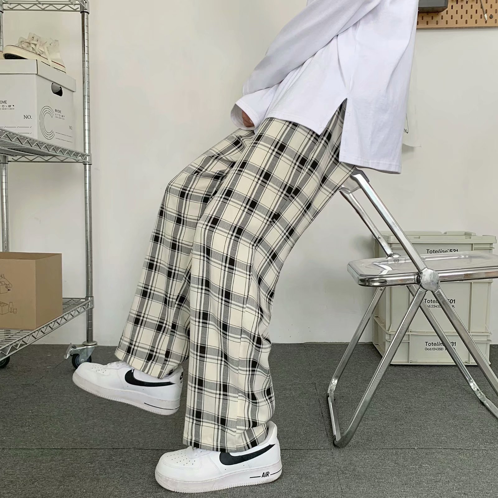 Heren geruite broek Koreaanse  - Cargo Pant Wide recensie en prijs