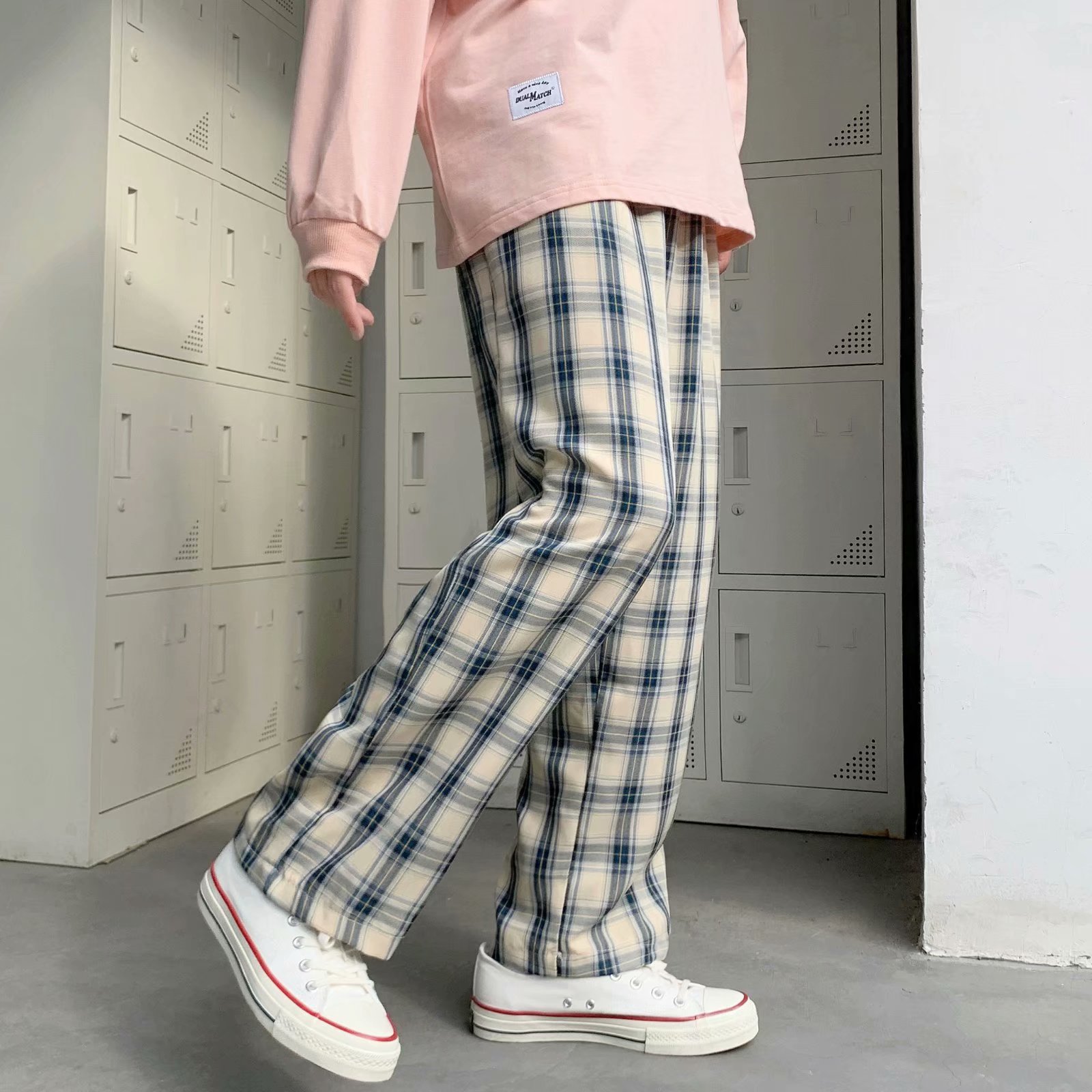 Heren geruite broek Koreaanse  - Cargo Pant Wide recensie en prijs
